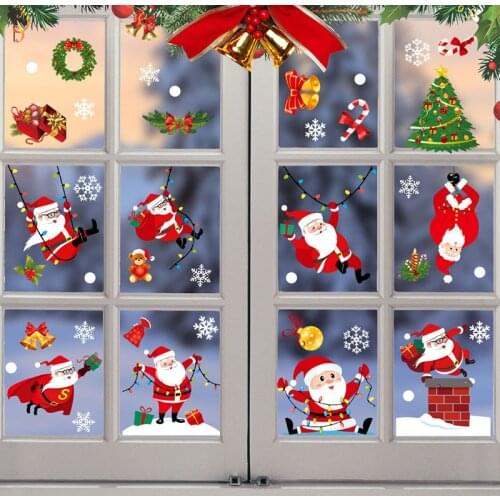 2021 Merry Christmas Wall Stickers Christmas Decorations For Wall Glass Stickers New Year Home Decals Window Decoration Murals