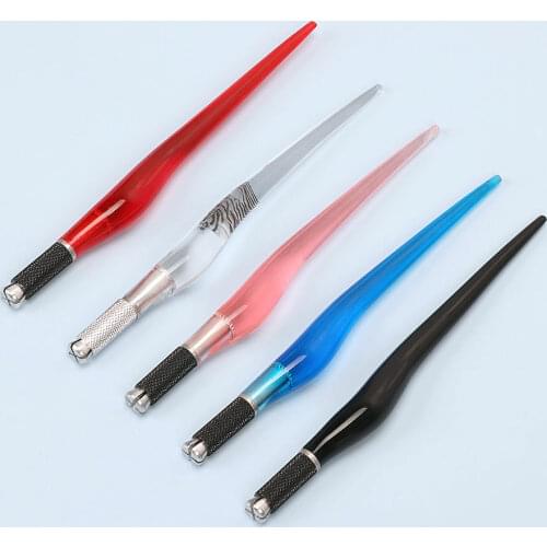 Wholesale 20Pcs Crystal Manual Tattoo Pen PCD Tattoo Eyebrow Microblading Pen for Permanent Makeup Tool Tebori Pens 5 Colors