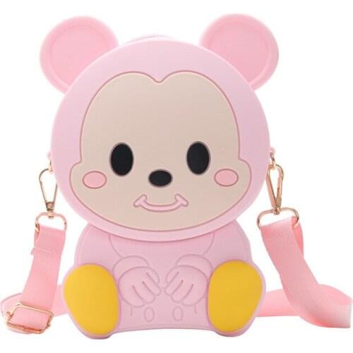 Disney Anime Cartoon Mickey Cute Girl Silicone Shoulder Messenger Phone Bag Fashion Travel Accessories Coin Bag