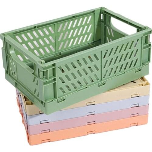 Collapsible Crate Plastic Folding Storage Box Basket Utility Cosmetic Container Desktop Holder Home Use