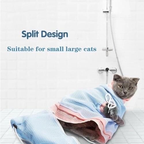 Cat Grooming Bag Bathing Shower Mesh Bag Adjustable Puppy Dog Cleaning Washing Bags Scratch & Biting Resisted for Nail Trimming
