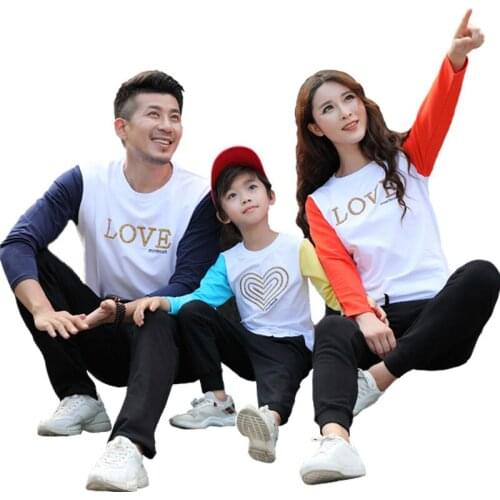 Family Matching Sweatshirt Autumn Family Look Mother Father Kids Matching Cotton Long-sleeved T-shirts Couples Clothing Tops Tee