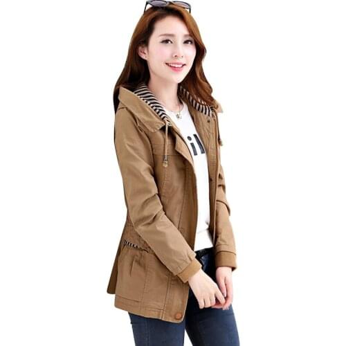 New Autumn Winter Trench Coat Women Causal Long Sleeve with Hood Medium Trench Outerwear Female Coat Casaco Feminino Coats