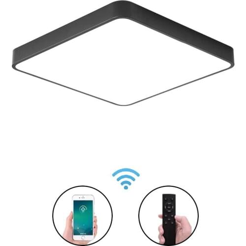 Ultra-Thin 5CM Square Iron LED Ceiling Light Modern Surface Mount Flush Panel Ceiling Lamp Cold/Warm White Remote Control Lamp