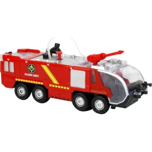 Funny Electric Fire Fighting Truck Light Sound 360 Degree Spray Water Kids Toy