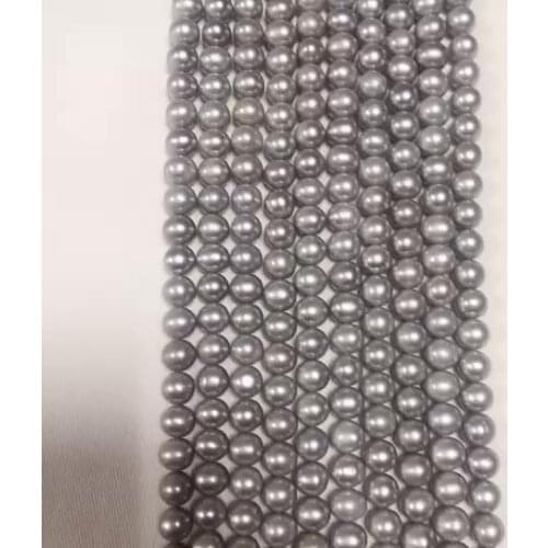Factory sale 9-10 mm gray round Potato Freshwater Pearls Beads String