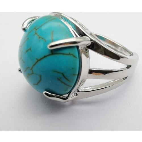 Green Howlite Stone Round Bead GEM Finger Ring Jewelry For Woman Gift Size 8 X221