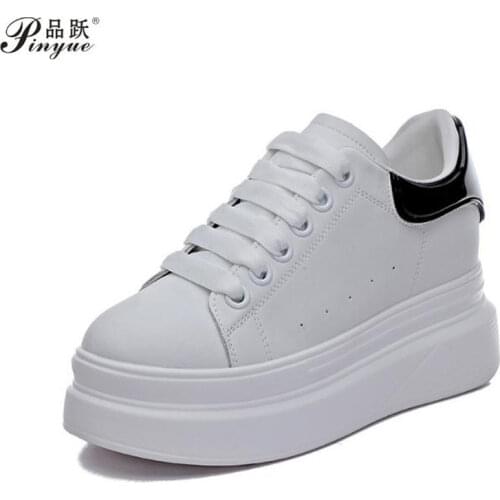 New Autumn White Hidden Wedge Heels Casual Shoes Woman Bling Platform Shoes Elevator 8CM High-heels Walking Sneakers Women