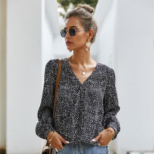 Women Floral Printing Tops Sexy Long Sleeve V-neck T-shirts High Quality All-match Office Lady Women Outfits Streetwear Hot Sale