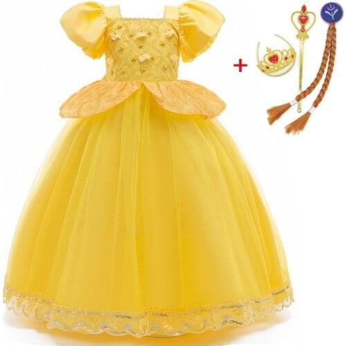 2021 Spring/Summer New Girls Princess Dresses Embroidered Lace Long Skirt Tutu Sleeve Girls Stage Costumes Baby Dress For Girls