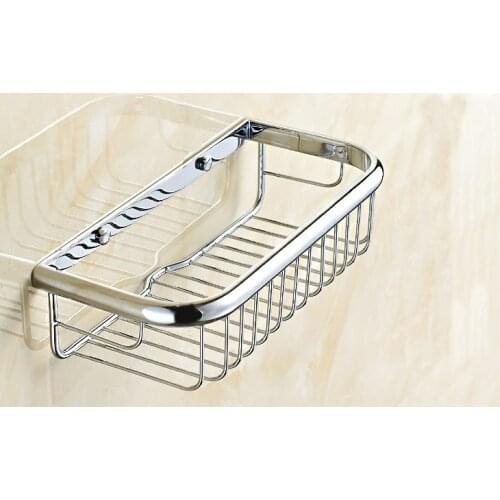 300mm Polished Chrome brass Single Tier Wall Mounted Bathroom Shower Shelf Storage Basket Bathroom Accessory mba524