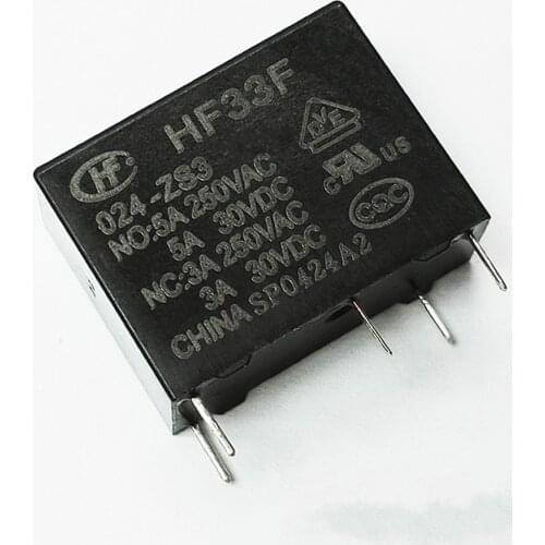 50PCS/lot Power relays HF33F JZC-33F-024-ZS3 24V 5A 250VAC 5PIN Original New relay