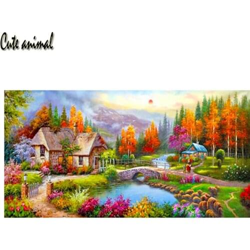 5D Diamond Painting House Diy Diamond Mosaic Embroidery Fantasy Life Full Drill Square Cross Stitch Village landscape Decoration