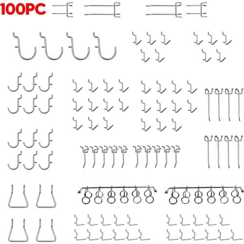 Artudatech 100PCS Pegboard Hook Assortment Variety Set Garage Storage Shelf Hanger