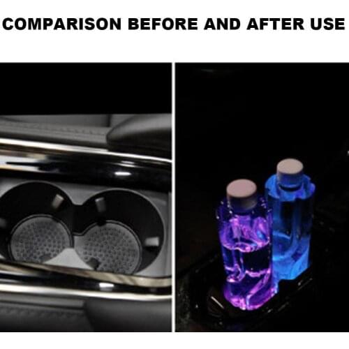 Latest Car Cup Holder Atmosphere LED Light Car Accessories Dropshipping Automobile USB Coaster 7 Charging Bulbs Waterproof Q9K1