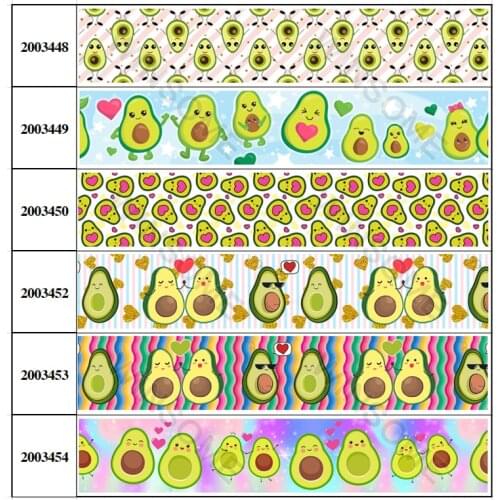 Cute Avocado Fruit Pattern Printed 5 Yards Grosgrain/Satin Ribbon 22mm/25mm/38mm/50mm/75mm for DIY Headwear Gift Hair Bows