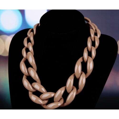 BOJIU Fashion Jewelry Choker Necklace Plastic Chain Link Necklace Women Maxi Necklace Winter Color NK1011