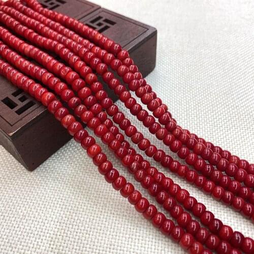 Artificial Red Coral Beaded Spacer Beads Natural Stone Handmade Bracelet Necklace Jewelry for Jewelry Accessories Gift 4x6mm