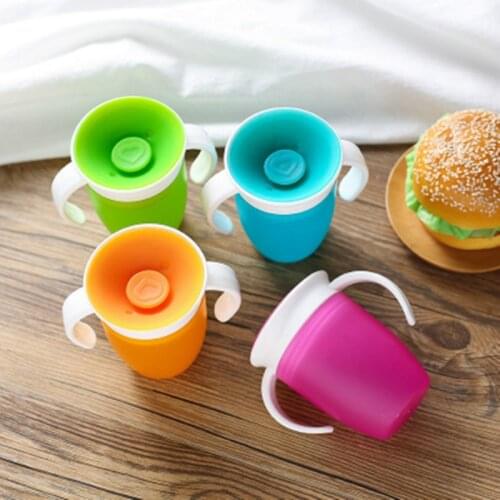 360 Degrees Rotated Baby Learning Drinking Cup with Double Handle Flip Lid Leakproof Infants Water Cups Bottle Kids Cup