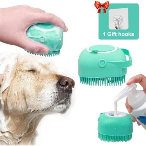 Pet Dog Bath Brush cepillo para perro Silicone Cat Massage Shower Bathing Grooming Dog Shampoo Dispenser Brush Pet Accessories