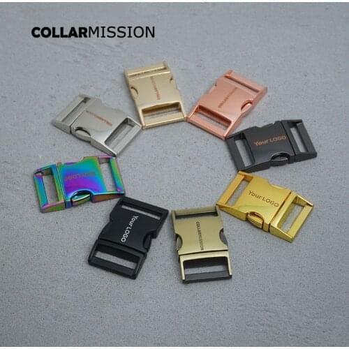 50pcs/lot Engraved side release metal buckle kirsite DIY dog collars parts durable security retailing 25mm webbing 8 colors