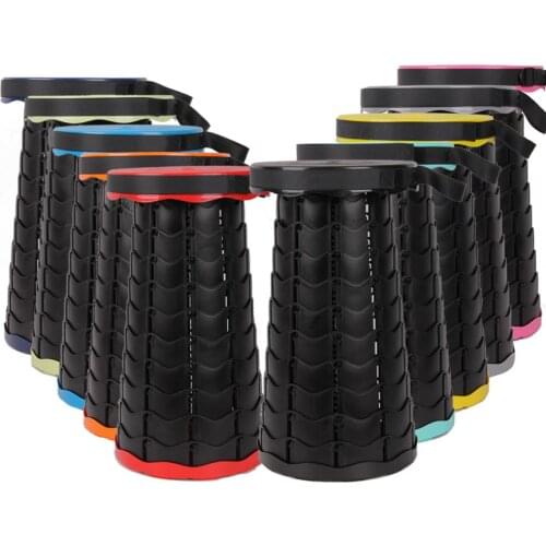 Mini Chair Retractable Stool Folding Chiar Portable Stool Folding Chair Stretching Home Camping Hiking Convenient Fishing Black