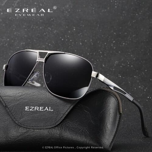 EZREAL Mens Alloy HD Polarized Mens Sunglasses Men Mirror Sun Glasses Square Goggle Eyewear Accessories For Men Female 8521