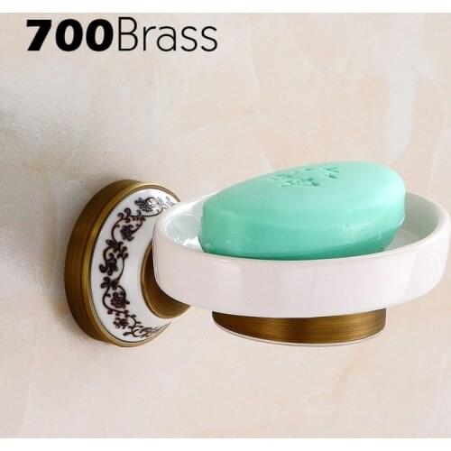 Wholesale And Retail Antique Brass Bathroom Soap Dish Wall Mounted Ceramic Base Soap Dish Bathroom Accessories European Style