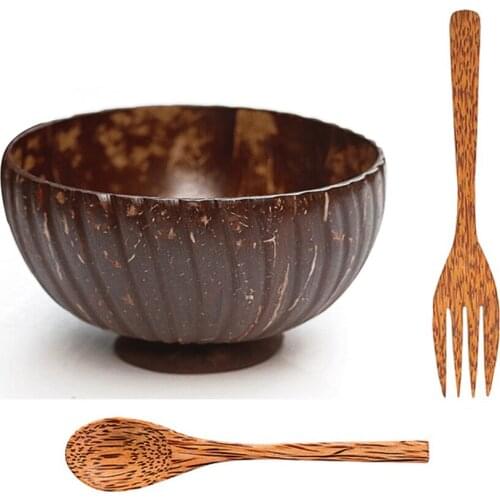 Natural Coconut Bowl Eco-friendly Soup Salad Noodle Rice Bowl Wooden Fruit Container Handicraft Kitchenware