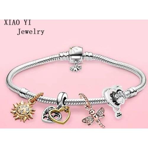 2020 new s925 the most popular! Spring flower series sweet bee rabbit garden high quality fashion diy bracelet jewelry female