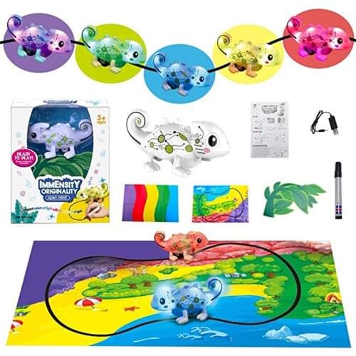 Novelty New Mini Magic Toy Discolored Dinosaurs Childrens Induction Chameleon Toys Figure Pen Draw Lines Induction Rail Boys