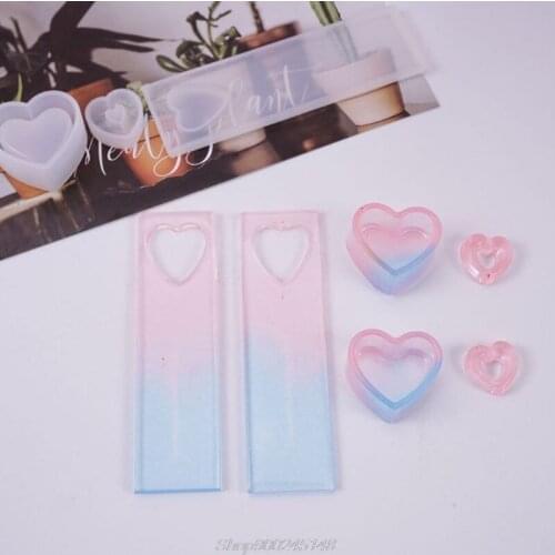 Crystal Epoxy Resin Mold Heart Shaped Box Hollow Bookmark Casting Silicone Mould Handmade DIY Crafts Making Tool Au19 20