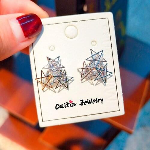 Five-pointed star earrings female zircon temperament ladies micro-inlaid zircon earrings simple temperament fashion earrings