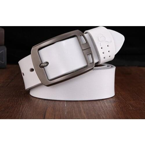 Leather Belt Men Antique Male Cow Genuine Leather Wide Waist Pin Buckle Fashion Designer Belts For Men Full-grain Leather Belt