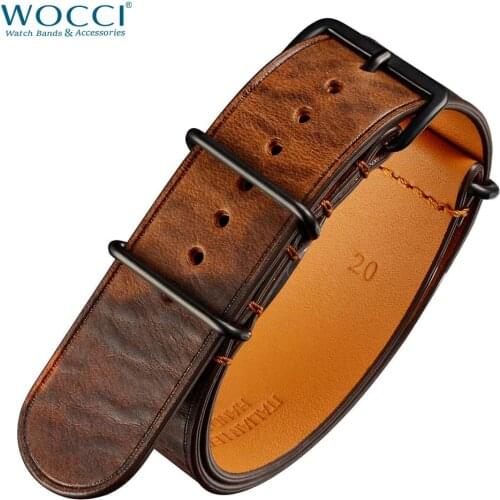 WOCCI 20mm 22mm Nato Leather Watch Band Camo Bracelet Replacement Strap Stainless Steel Buckle for Man Women Wristwatch