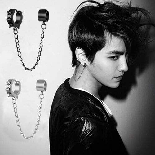 Popular Hip Hop Bangtan Boys Stud Earrings Fashion Goth Coin Cross Blade Stainless Steel Dangel Earrings for Women Men Jewelry