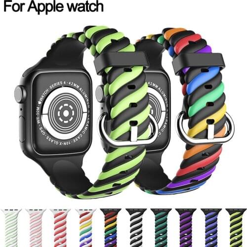 Stylish Quality Pattern Silicone Strap For Apple Watch 6 5 4 3 SE band 40mm 44mm smartwatch wristband For iWatch serie 38mm 42mm