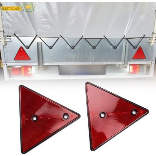 2X Triangle Reflector Red Reflective Triangular Safety Warning Reflectors for Trailer RV Camper Caravan Boat Lorry Truck Tractor