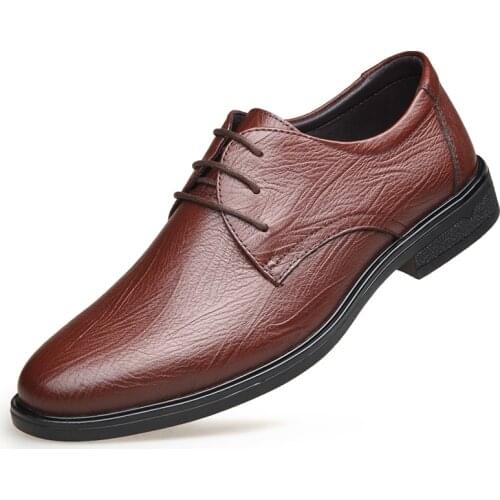 Fashion Male Dress Shoes Luxury Breathable Business Mens Casual Shoe Comfortable Genuine Leather Mens Outdoors Oxford Shoes