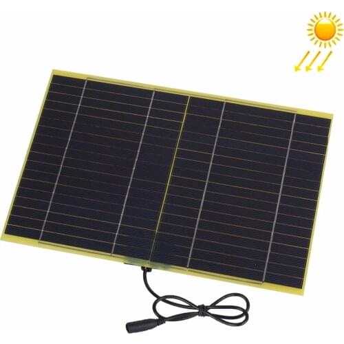Outdoor 10W 18V A-grade Silicon Glass Fiber Solar Panel Charger with DC5521 Female Port & Battery Clamp Port for 12V Car Battery