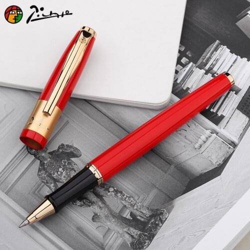 High Quality Writing Gift Stationery Pimio 923 Luxury Red and Gold Clip Roller Ball Pen 0.5mm Black Ink Refill Ballpoint Pens