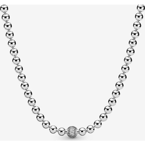 Pave CZ Beaded Chain Necklaces for Women Fashion 925 Sterling Silver Necklace Jewelry Female Classic Choker Necklaces Making