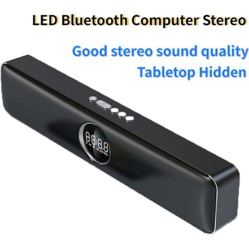 Led Bluetooth Computer Audio Portable Speaker Blutooth Subwoofer Sound Bar With Alarm Clock Soundbar Pc Sound Box Video Consumer
