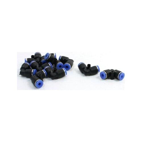 4mm to 4mm One Touch Pneumatic Pipe Quick Fittings Black Blue 10pcs