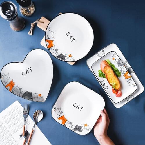 2 Pieces Cute Cartoon Dish Household Creative Dish Ceramic Dish Nordic Style Tableware Fruit Plate