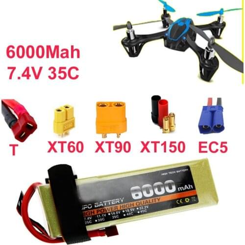 High rate battery 2s 35c 7.4v 6000mah aeromodeling battery aircraft li-poly battery 35C low resistance rechargeable fpv battery