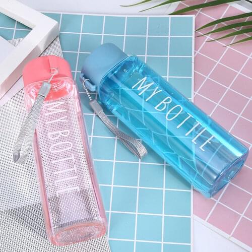 Sports Bottle Large Capacity Fall Resistant Portable Square Leak-proof Smooth Round Mouth Water Mug with Handle Non-slip Bottom