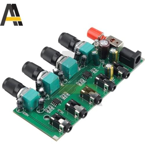 Four Channels Input DC5-12V One Stereo Output Audio Signal Mixing Board for Drive Headphones 3.5mm/Connect To Amplifier