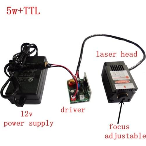 5000mw Blue-violet Laser Module Parts with Holder Heat sink for Mini Laser Engraving Machine High-power wave length 450nm focus