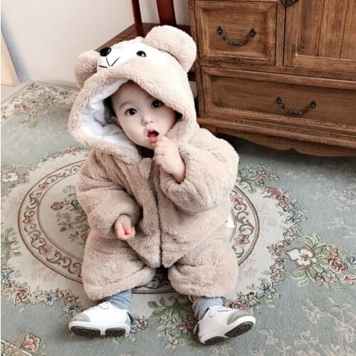 Baby Romper Thicken Winter Clothes for Newborns Cartoon Bear Warm Jumpsuit for Toddler Boys Girls Christmas Costume Baby Clothes